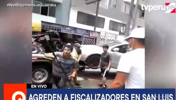 La agresión a fiscalizadores de San Luis ocurrió en la cuadra 17 de la avenida Canadá. (TV Perú Noticias)
