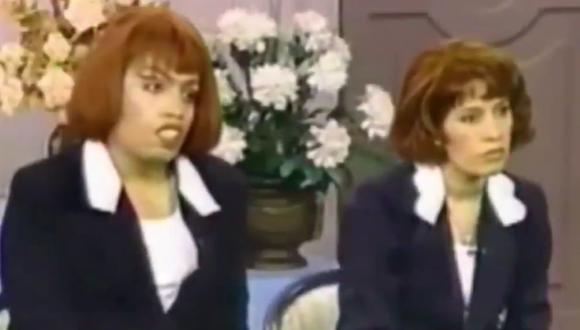 El primer encuentro entre 'Mascaly' (Jorge Benavides) y Magaly Medina se produjo en el programa "Hablando claro" de 1999. (Foto: Captura de video)