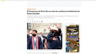 Prensa extranjera informa así el voto de confianza dado por el Congreso al gabinete de Bellido | FOTOS