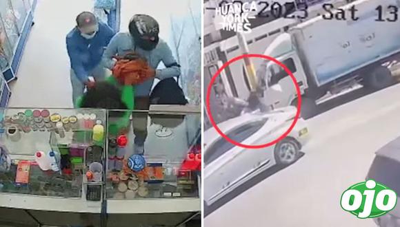 Chofer de camión atropella a 3 ladrones que huían tras asaltar botica en Huancayo | Imagen compuesta 'Ojo'