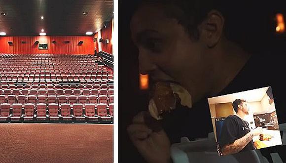 Youtubers registraron momento en el que entraron con pollo a la brasa a cines de Lima 