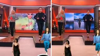 Laura Bozzo casi sufre aparatosa caída en vivo en su programa de televisión | VIDEO