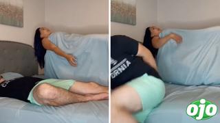 Mujer finge estar poseída mientras duerme con su esposo | VIDEO