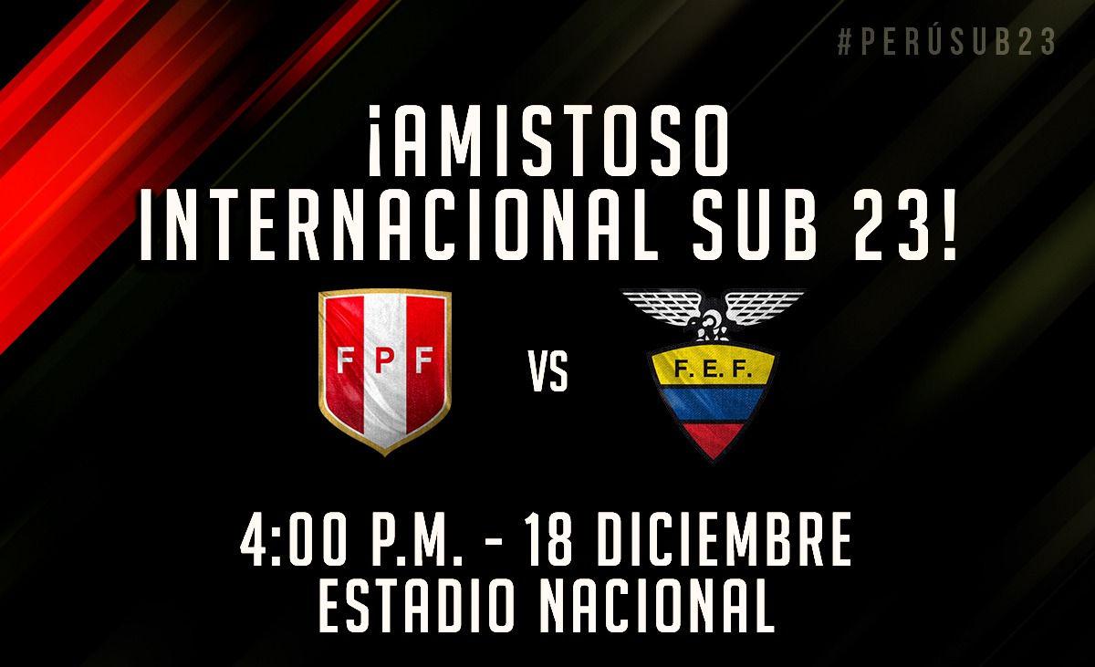 Perú vs. Ecuador: amistoso en el estadio Nacional de cara al Preolímpico Sub 23. (Foto: Twitter)