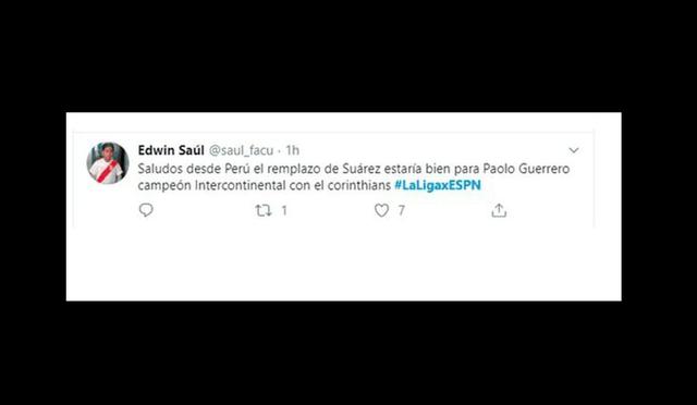 Hinchas peruanos piden a Paolo Guerrero en reemplazo de Luis Suárez en el Barcelona. (Foto/Captura: Twitter)