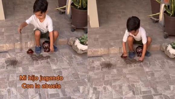 El niño sacó las cenizas de la urna y las echó en el piso para jugar. (Foto: @aaron.robles_o/composición)