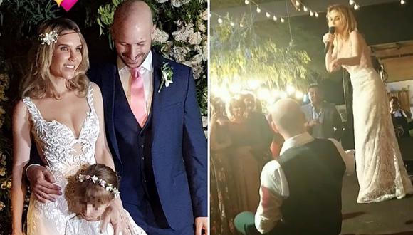 Juliana Oxenford canta romántica canción a su esposo durante su boda (VIDEO)