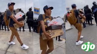 Peruano vende piedras para las protestas en Lima y se hace viral: “Verdadero emprendedor” 