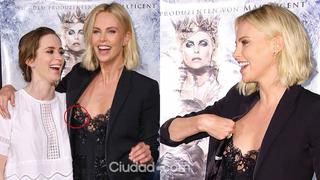 Charlize Theron mostró más de la cuenta en alfombra roja de 'El Cazador y la Reina del Hielo'   