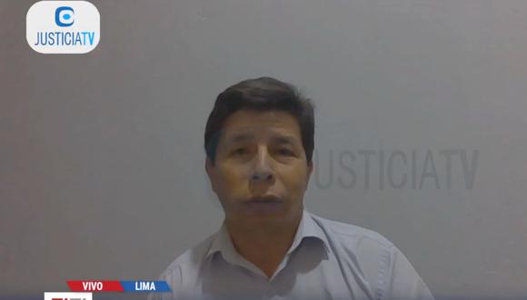 Pedro Castillo participó en la audiencia de forma virtual. (Foto referencial: Justicia TV)