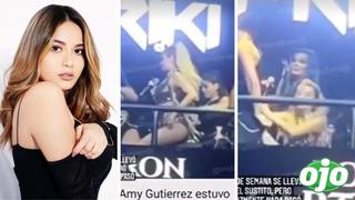 La aparatosa caída de Amy Gutiérrez en pleno concierto