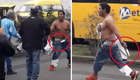 Se viraliza imagen de sujeto con cuchillo en calle de Collique | VIDEO