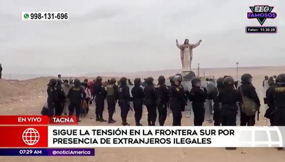 La policía recibió ayuda de los carabineros chilenos desde su lado de la frontera La Concordía. (Foto: Captura de video)
