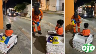 Niño se disfraza de recolector de basura  y les entrega dulces a estos trabajadores | VIDEO
