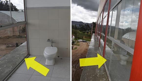 Critican obra en Cajamarca porque los baños tienen muros y puertas de vidrio (FOTOS)