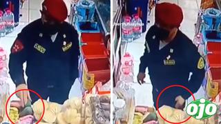 Graban a policía robando paltas en una bodega en Moquegua y se vuelve viral