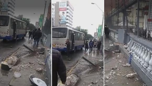 Corredor Azul: Chofer de bus perdió el control y se estrelló contra Embajada de Venezuela│VIDEO