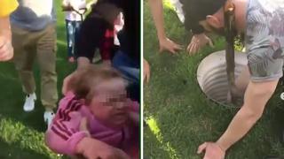 El dramático rescate de una niña que cayó a una tubería cuando jugaba en un parque (VIDEO)