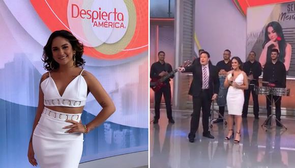 ​Daniela Darcourt aparece cantando en programa de Univisión y recibe la 'patadita de la suerte'