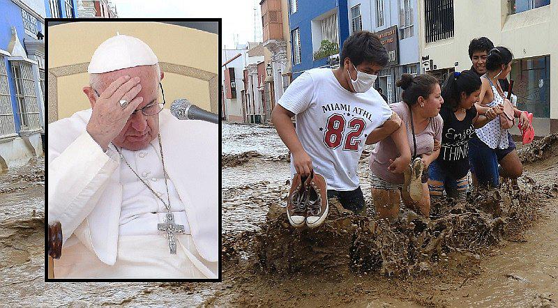 Papa Francisco reza por el Perú y huaico arrasa con Trujillo
