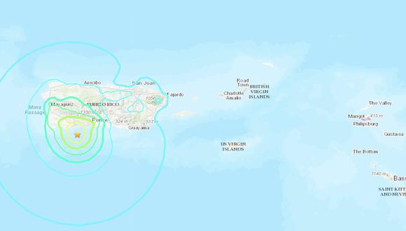 Sismo de magnitud 5,9 sacude Puerto Rico tras horas de varias réplicas. (USGS)