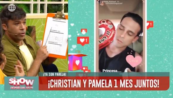 Christian Domínguez y Pamela Franco celebraron su primer mes, pese a que las fechas no coinciden. (Imagen: América TV)