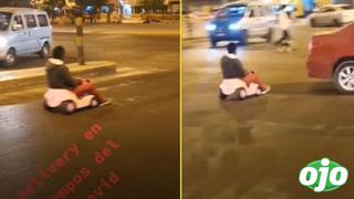 Captan a hombre manejando auto de juguete en plena avenida | VIDEO
