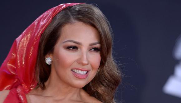 Mexican singer Thalia arrives at the 20th Annual Latin Grammy Awards in Las Vegas, Nevada, on November 14, 2019. (Photo by Bridget BENNETT / AFP)