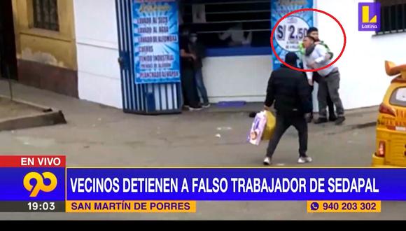 Policía retiene a sospechoso en San Martín de Porres. (Captura Latina)