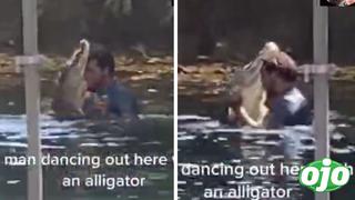 Hombre se vuelve viral por bailar con un cocodrilo