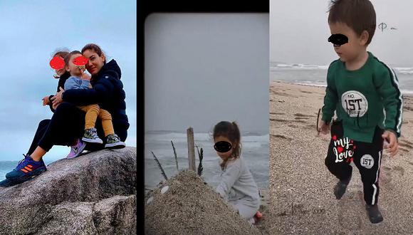 Tilsa Lozano le sigue los pasos a Melissa Paredes y lleva a sus pequeños a la playa