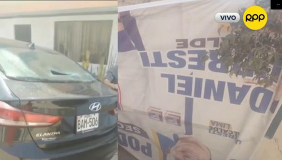 Taxista denuncia que cartel electoral cayó sobre su vehículo. Foto: RPP Noticias