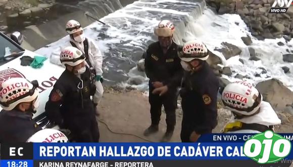 Los agentes de la Unidad de Rescate de la Policía llegaron al lugar para proceder a sacar el cuerpo de la ribera del río Rímac. (ATV+)