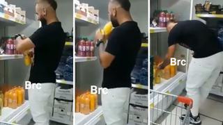 Sujeto causa indignación al coger bebidas de supermercado, tomarlas ‘de pico’ y devolverlas al estante | VIDEO