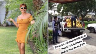 Magaly Medina puso su granito de arena y entregó víveres a efectivos policiales