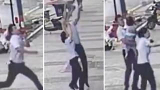 ¡Héroe! Ciudadano chino corre y atrapa en el aire a niña que caía de edificio