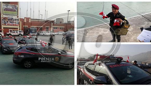 Perú vs. Argentina: Patrulleros portan banderas para alentar a la selección (FOTOS)