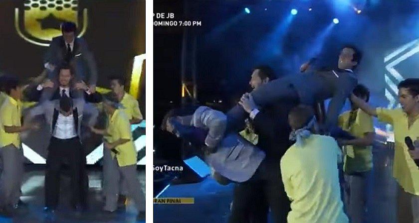 Yo Soy: conductores imitan pirueta de "Skándalo" pero el resultado fue desastroso (VIDEO)