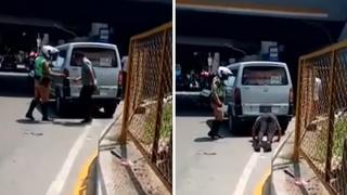Policía de tránsito castiga chofer infractor con ejercicios | VIDEO