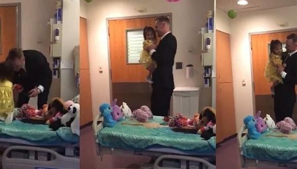 La emotiva sorpresa de un papá a su hija de dos años tras su primera quimioterapia 