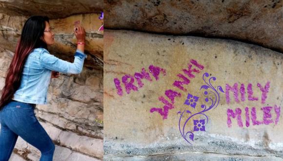 Jovencita dañó pinturas rupestres y subió fotos a sus redes sociales en Áncash (Foto: Dirección Desconcentrada de Cultura en Áncash)