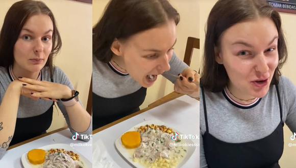 La joven de Rusia probó ceviche por primera vez. (Foto: composición EC)