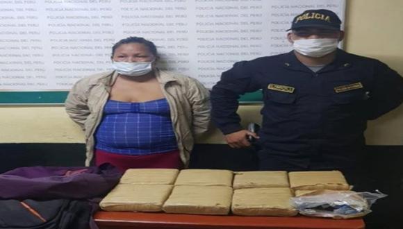 Loreto: Mujer conocida como 'Tía Corona' fue detenida en su vivienda con siete kilos de marihuana. (Foto PNP)