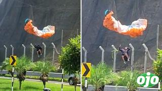 Viral: Paracaidista queda atrapado en cableado de la Costa Verde al intentar aterrizar