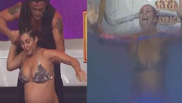 Los Reyes del Playback: Karla Tarazona con 8 meses de embarazo es lanzada al agua [VIDEO]  