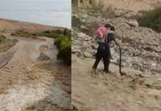 Profesor y alumna pasan vía crucis para llegar a su colegio por desborde de río en Tacna