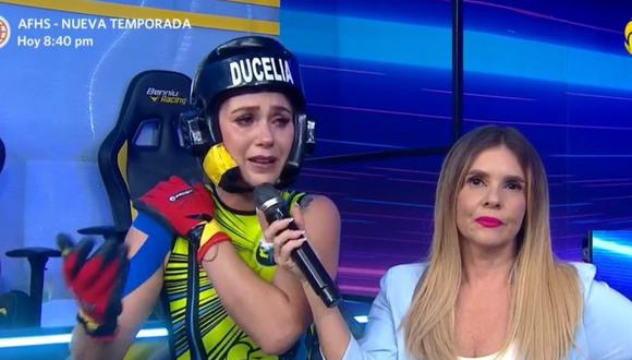 Ducelia Echevarría no soportó el dolor en el hombro y se retiró de la competencia en medio de lágrimas. (Foto: captura América TV).