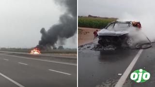 Cañete: automóvil se incendia en plena Panamericana Sur y pasajeros logran escapar | VIDEO