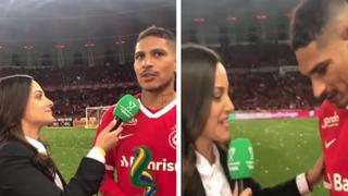 Guapa reportera brasileña toca a Paolo Guerrero durante entrevista | VIDEO