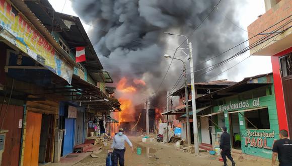 Terrible incendio arrasó con 70 viviendas en el barrio Chino de Madre de Dios (Foto: Indeci)